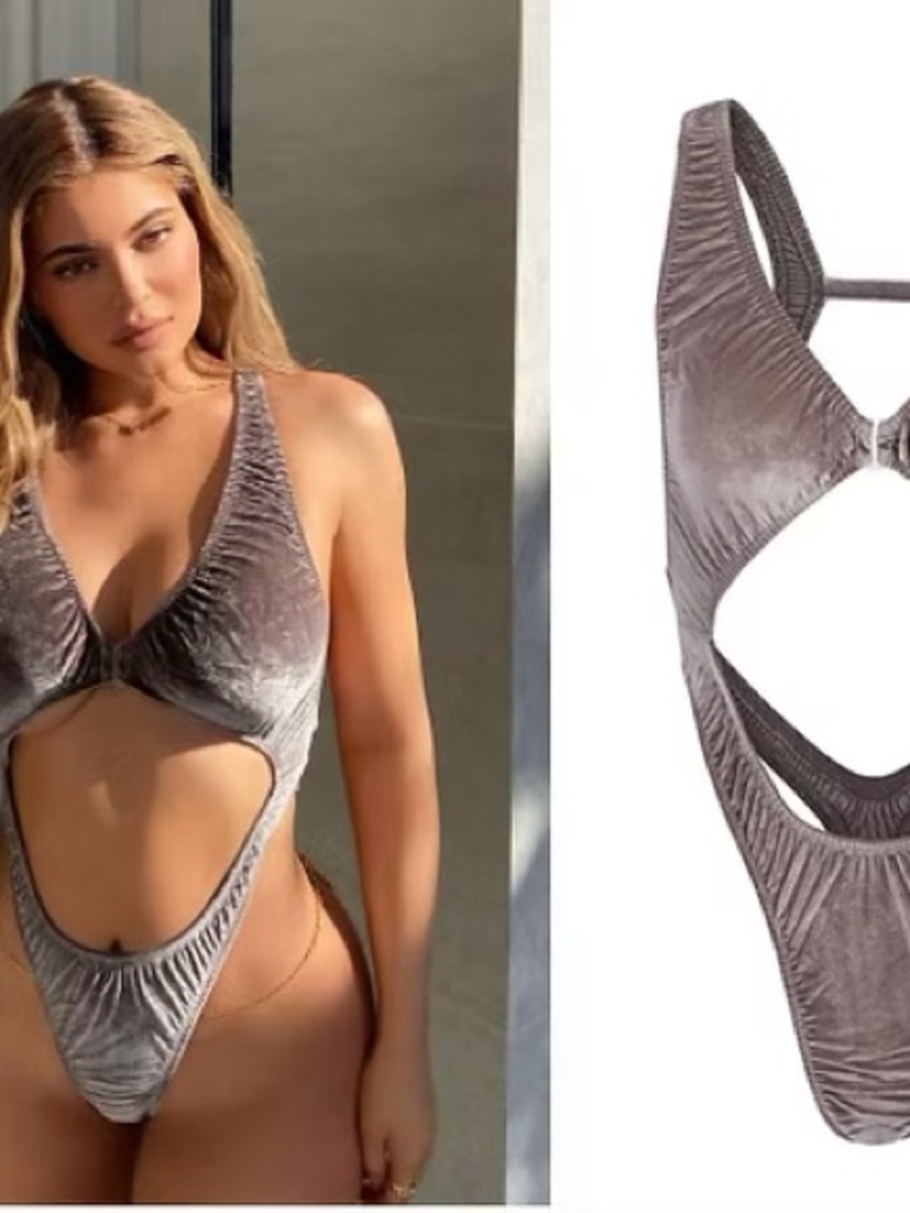 SKIMS Velvet Cutout One-Piece - Grey Taupe